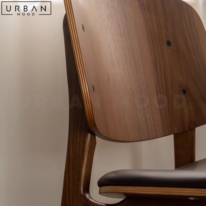 KLASEN Solid Wood Dining Chair with Leather Seat - URBANMOOD