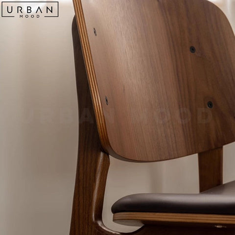 KLASEN Solid Wood Dining Chair with Leather Seat - URBANMOOD