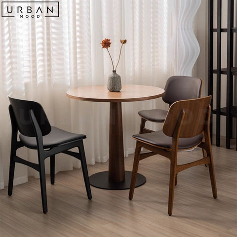 KLASEN Solid Wood Dining Chair with Leather Seat - URBANMOOD