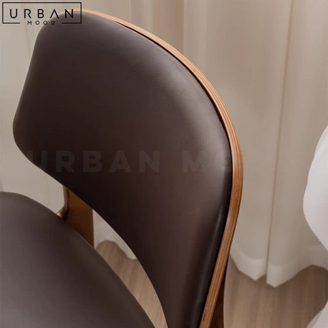 KLASEN Solid Wood Dining Chair with Leather Seat - URBANMOOD