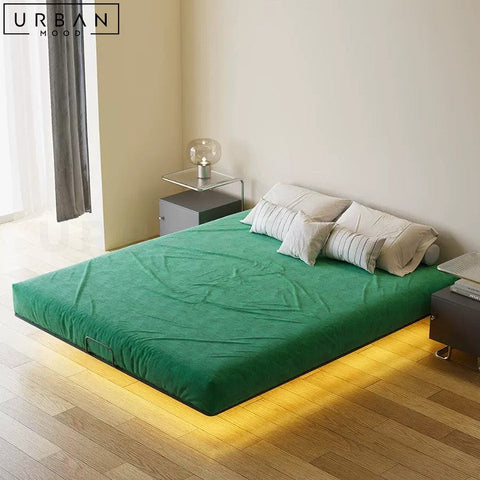KOCH Modern Floating Bedframe with LED Lights - URBANMOOD