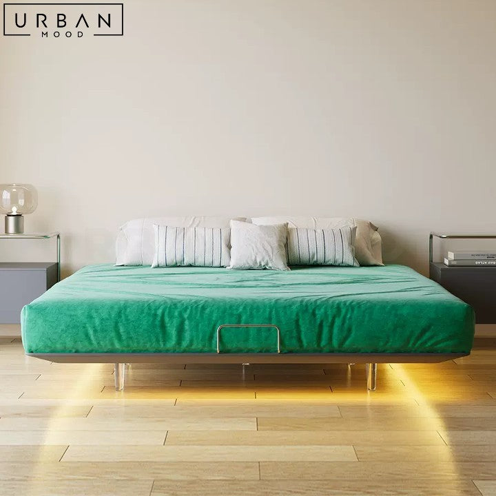 KOCH Modern Floating Bedframe with LED Lights - URBANMOOD
