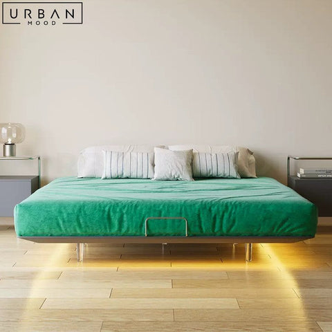 KOCH Modern Floating Bedframe with LED Lights - URBANMOOD
