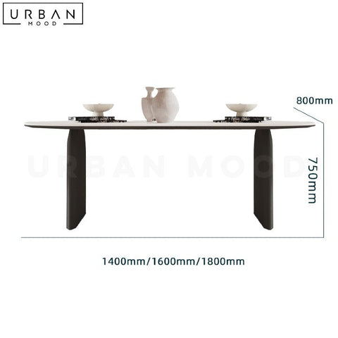 KOLE Modern Sintered Stone Dining Table Oval Top - URBANMOOD