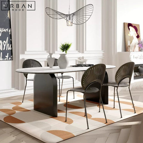 KOLE Modern Sintered Stone Dining Table Oval Top - URBANMOOD