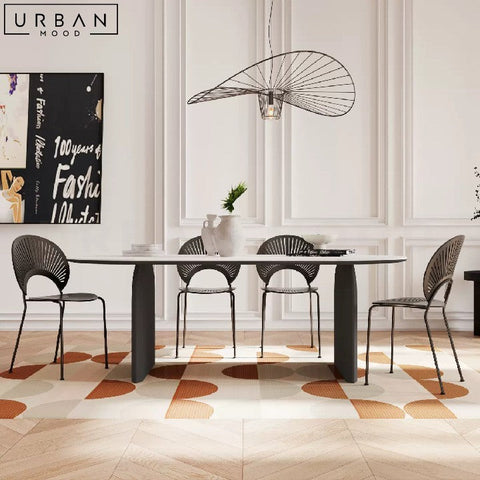 KOLE Modern Sintered Stone Dining Table Oval Top - URBANMOOD