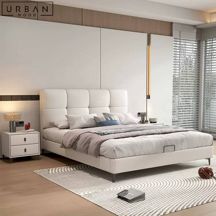 KORNEL Modern Leather Bedframe with Pine Wood Structure - URBANMOOD