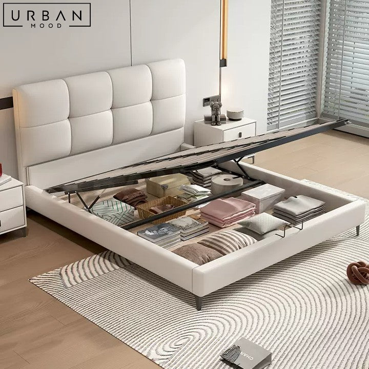 KORNEL Modern Leather Bedframe with Pine Wood Structure - URBANMOOD