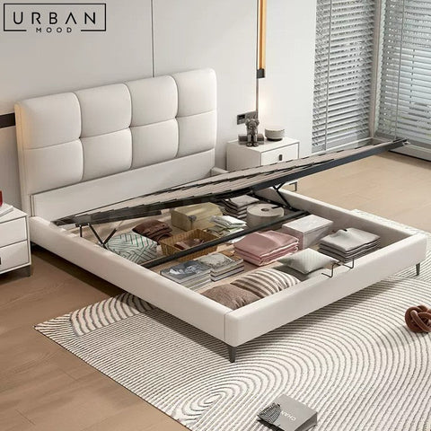 KORNEL Modern Leather Bedframe with Pine Wood Structure - URBANMOOD