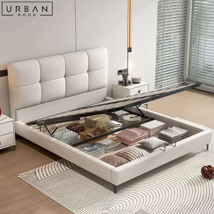 KORNEL Modern Leather Bedframe with Pine Wood Structure - URBANMOOD