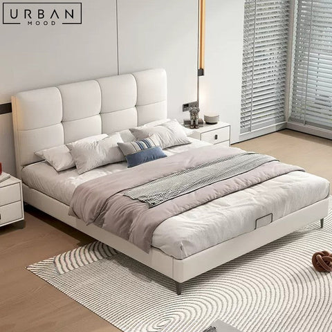 KORNEL Modern Leather Bedframe with Pine Wood Structure - URBANMOOD