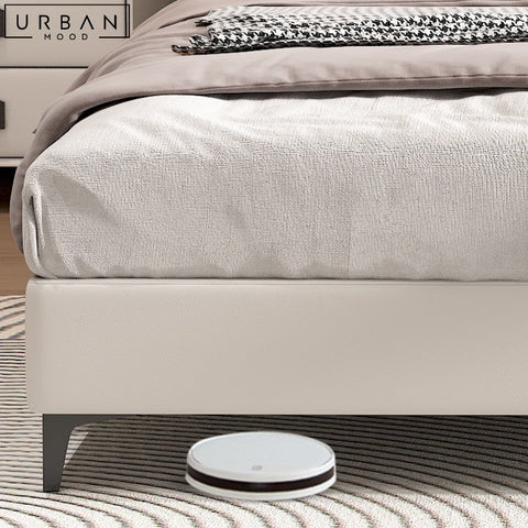 KORNEL Modern Leather Bedframe with Pine Wood Structure - URBANMOOD