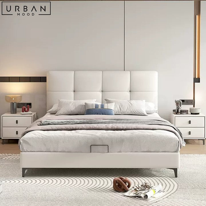 KORNEL Modern Leather Bedframe with Pine Wood Structure - URBANMOOD
