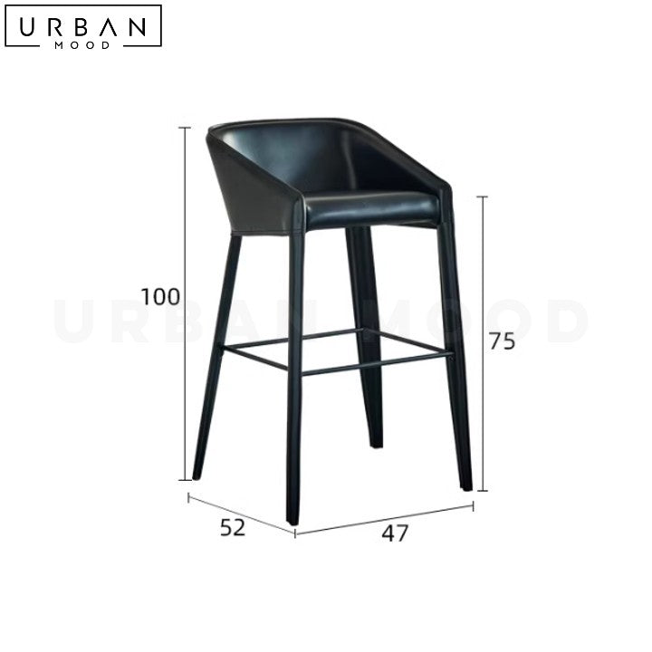KROLL Modern Leather Bar Stool Minimalist Design - URBANMOOD