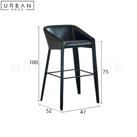 KROLL Modern Leather Bar Stool Minimalist Design - URBANMOOD