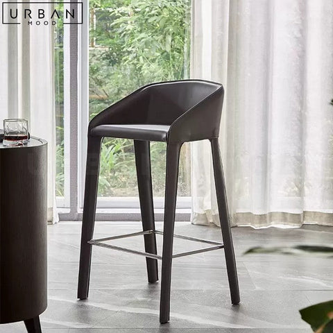 KROLL Modern Leather Bar Stool Minimalist Design - URBANMOOD