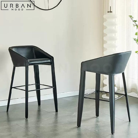 KROLL Modern Leather Bar Stool Minimalist Design - URBANMOOD