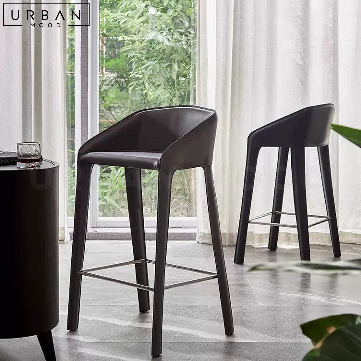 KROLL Modern Leather Bar Stool Minimalist Design - URBANMOOD