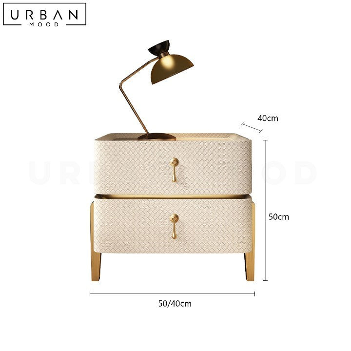 KYRIA Modern Bedside Table Black and Gold Nightstand - URBANMOOD