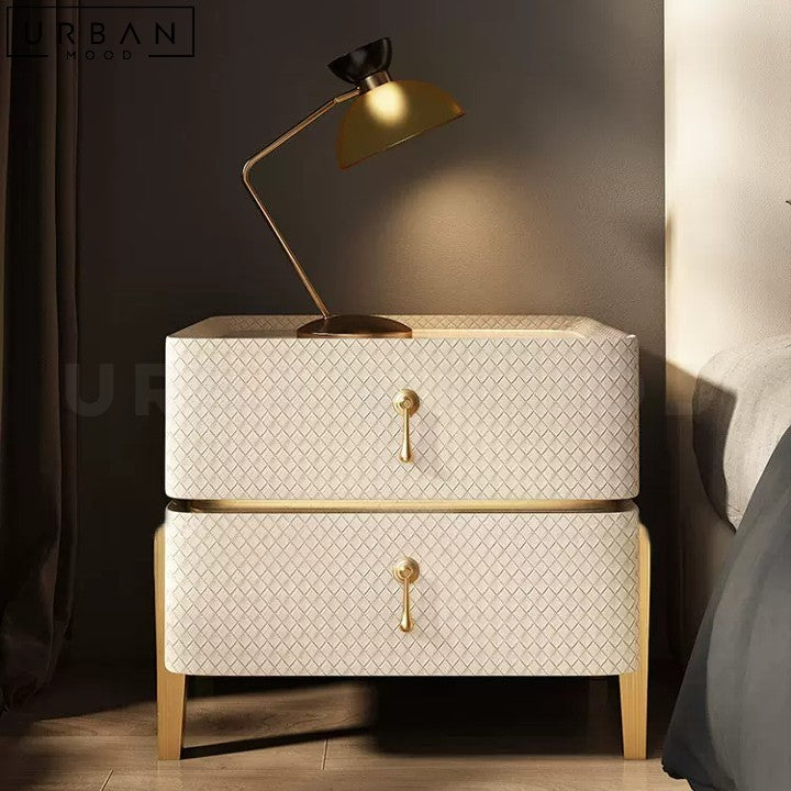 KYRIA Modern Bedside Table Black and Gold Nightstand - URBANMOOD