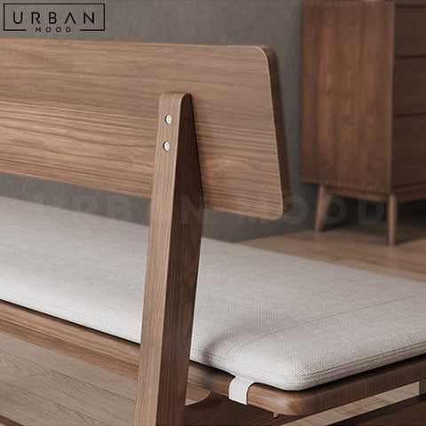 LASKO Modern Solid Wood Dining Bench with Backrest - URBANMOOD