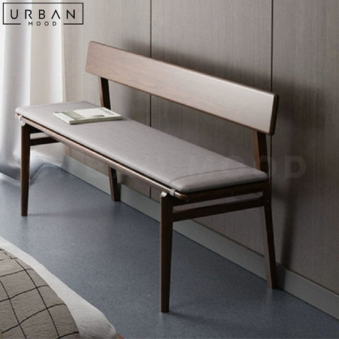 LASKO Modern Solid Wood Dining Bench with Backrest - URBANMOOD
