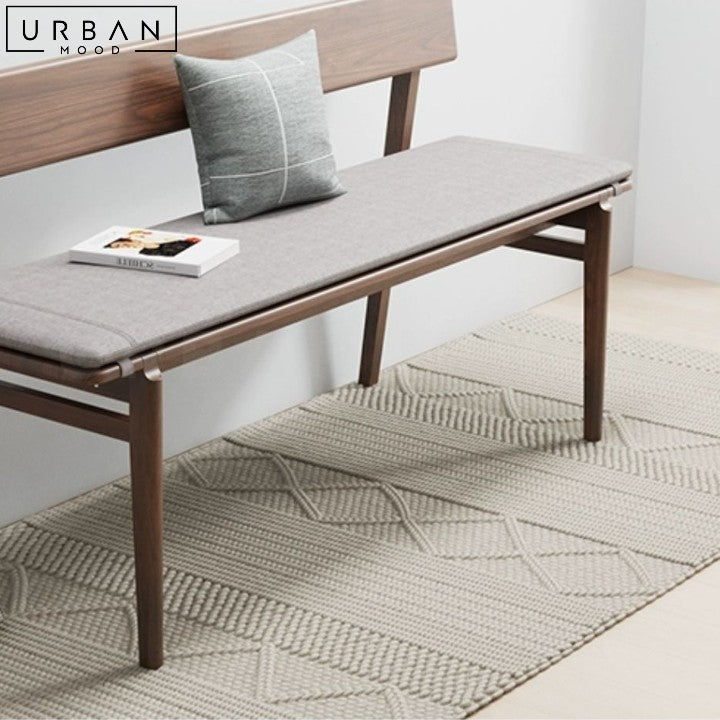 LASKO Modern Solid Wood Dining Bench with Backrest - URBANMOOD