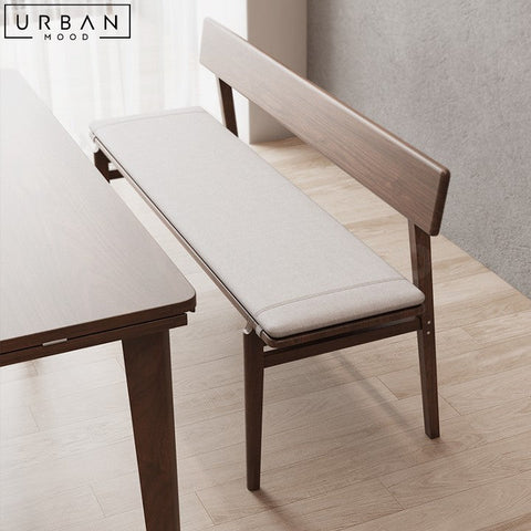 LASKO Modern Solid Wood Dining Bench with Backrest - URBANMOOD