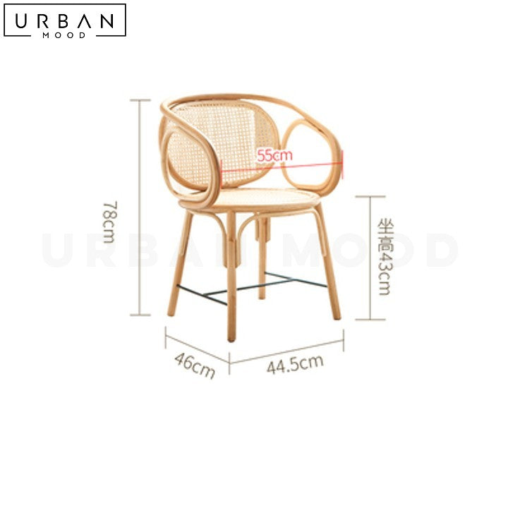 LEAO Rustic Rattan Dining Table with Tempered Glass Top - URBANMOOD