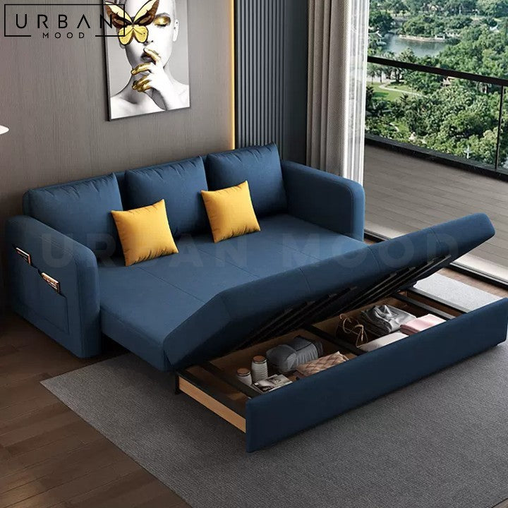 LEENY Foldable Modern Sofa Bed with Fabric Upholstery - URBANMOOD