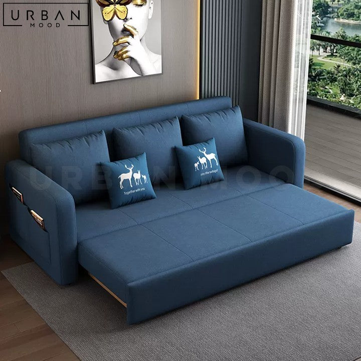 LEENY Foldable Modern Sofa Bed with Fabric Upholstery - URBANMOOD