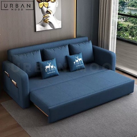 LEENY Foldable Modern Sofa Bed with Fabric Upholstery - URBANMOOD