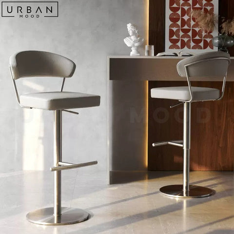 LEFEVE Modern Swivel Bar Stool with Stainless Steel Frame - URBANMOOD