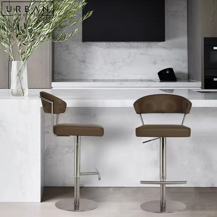 LEFEVE Modern Swivel Bar Stool with Stainless Steel Frame - URBANMOOD