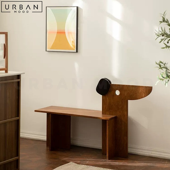 LENZ Retro Style Nostalgic Dog Shaped Bench - URBANMOOD