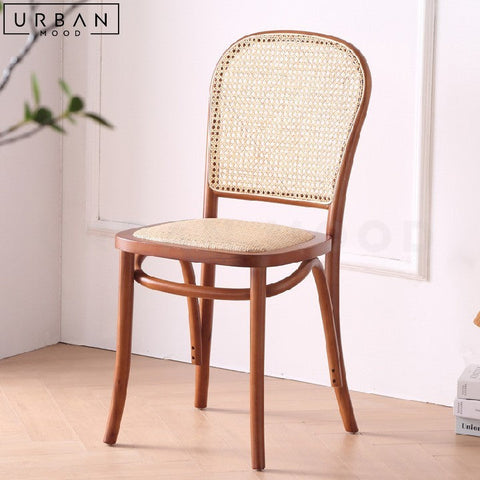 LESKI Vintage Rattan Dining Chair Retro Style Comfortable - URBANMOOD