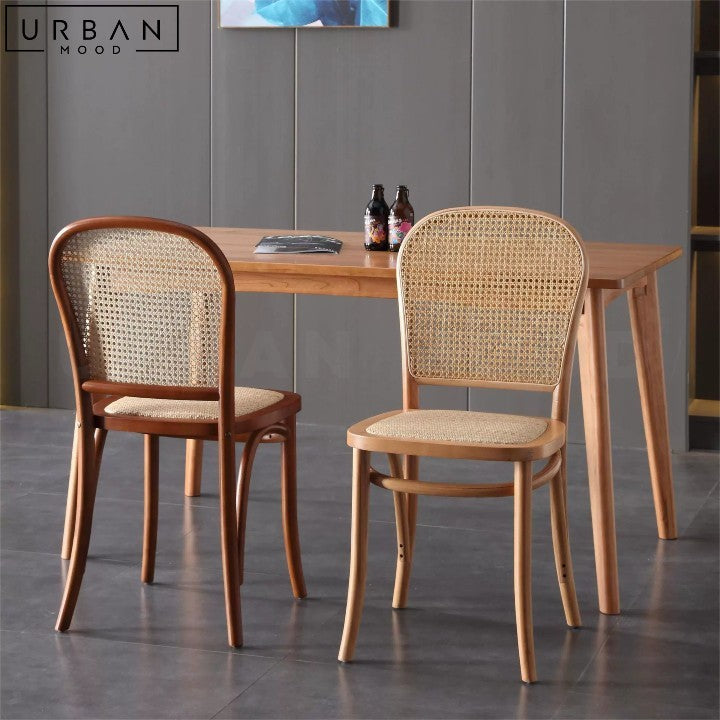 LESKI Vintage Rattan Dining Chair Retro Style Comfortable - URBANMOOD
