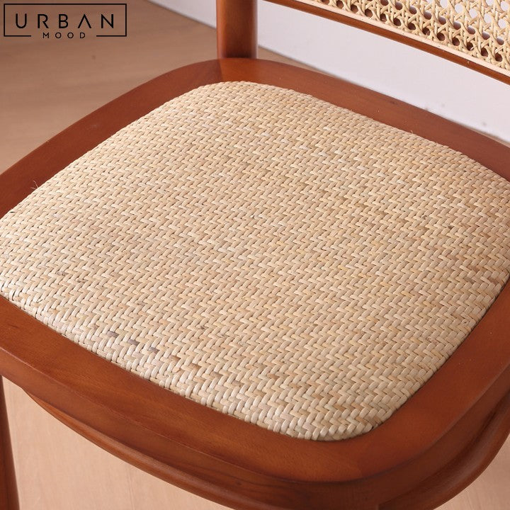 LESKI Vintage Rattan Dining Chair Retro Style Comfortable - URBANMOOD
