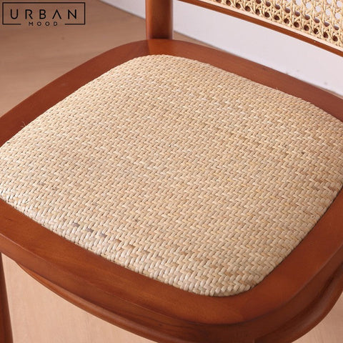LESKI Vintage Rattan Dining Chair Retro Style Comfortable - URBANMOOD