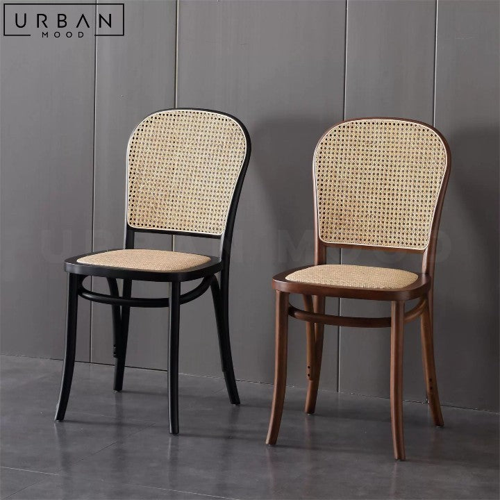 LESKI Vintage Rattan Dining Chair Retro Style Comfortable - URBANMOOD