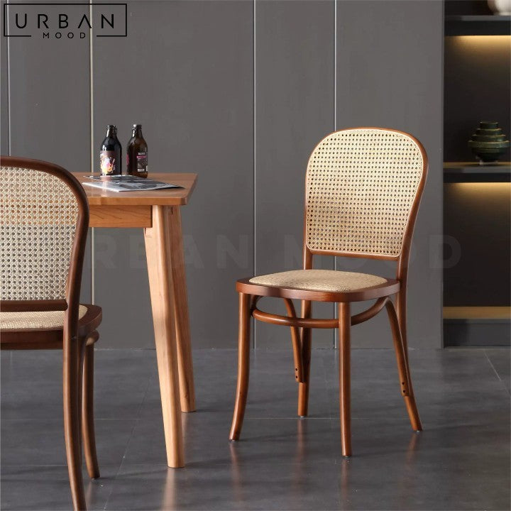 LESKI Vintage Rattan Dining Chair Retro Style Comfortable - URBANMOOD