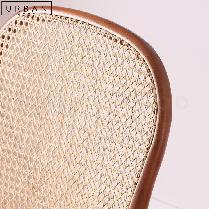 LESKI Vintage Rattan Dining Chair Retro Style Comfortable - URBANMOOD