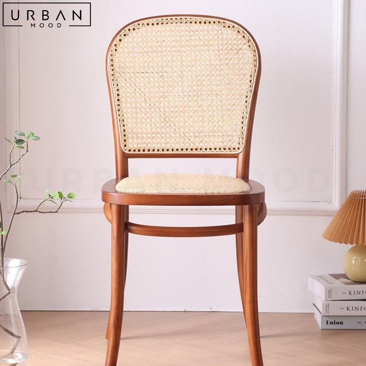 LESKI Vintage Rattan Dining Chair Retro Style Comfortable - URBANMOOD