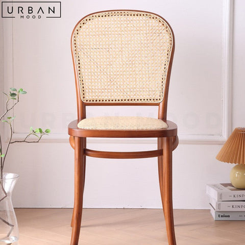 LESKI Vintage Rattan Dining Chair Retro Style Comfortable - URBANMOOD