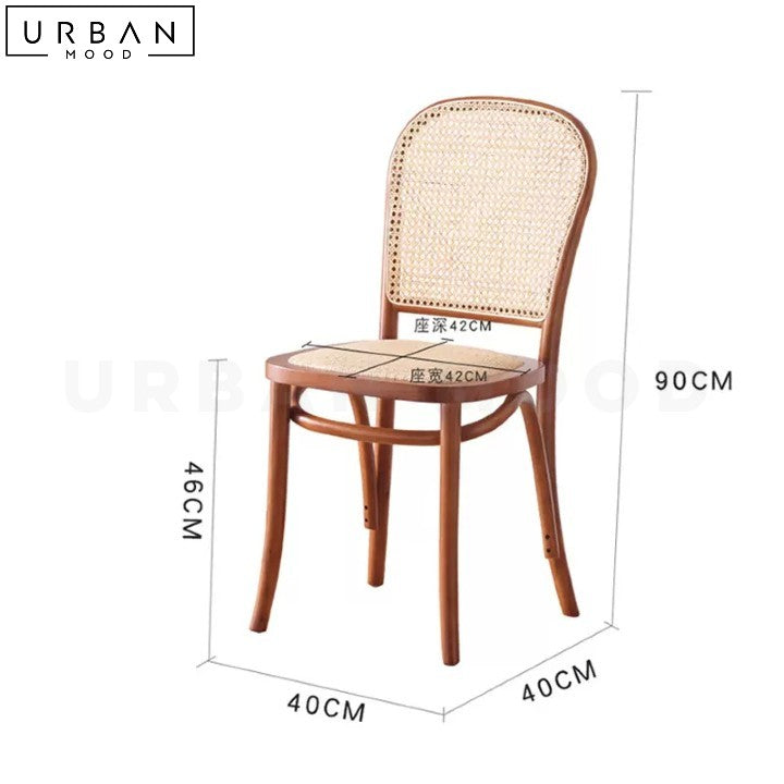 LESKI Vintage Rattan Dining Chair Retro Style Comfortable - URBANMOOD