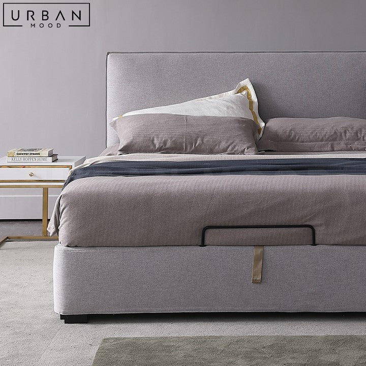 LIDIA Modern Fabric Bed with Storage Upholstered Frame - URBANMOOD