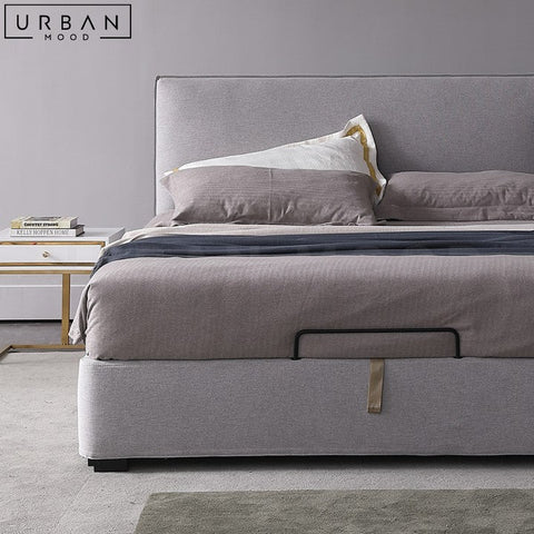 LIDIA Modern Fabric Bed with Storage Upholstered Frame - URBANMOOD