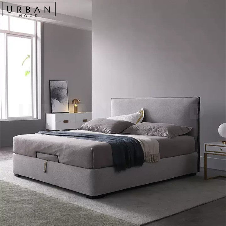 LIDIA Modern Fabric Bed with Storage Upholstered Frame - URBANMOOD