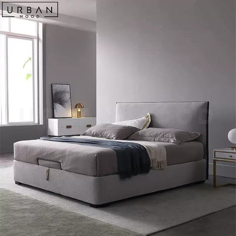 LIDIA Modern Fabric Bed with Storage Upholstered Frame - URBANMOOD
