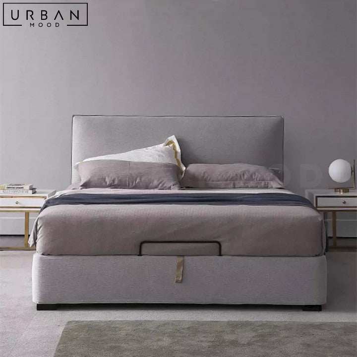 LIDIA Modern Fabric Bed with Storage Upholstered Frame - URBANMOOD